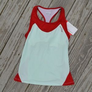 Saucony athletic tank top, light mint/red, small
